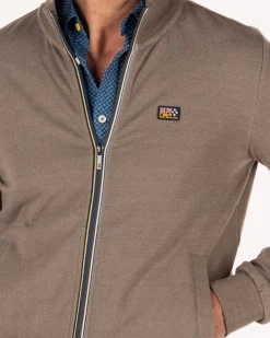 Einfarbiger Strickjacke aus Baumwollstretch Grun