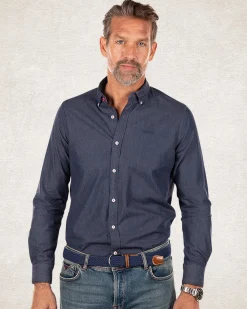 Einfarbiges Hemd aus Baumwolle - Pitch navy