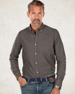 Einfarbiges Hemd aus Baumwolle - Smoked Green