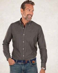 Einfarbiges Hemd aus Baumwolle - Smoked Green