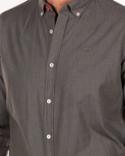 Einfarbiges Hemd aus Baumwolle - Smoked Green