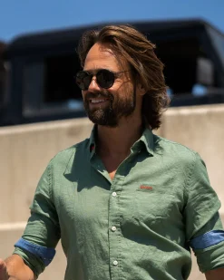 Einfarbiges Leinenhemd - Active Army