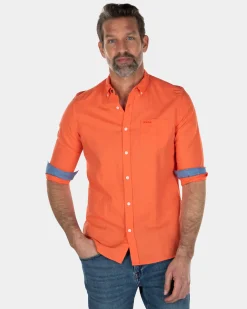 Einfarbiges Leinenhemd - Burned Orange