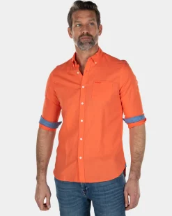 Einfarbiges Leinenhemd - Burned Orange