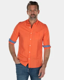 Einfarbiges Leinenhemd - Burned Orange