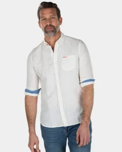 Einfarbiges Leinenhemd - Cream