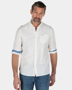 Einfarbiges Leinenhemd - Cream