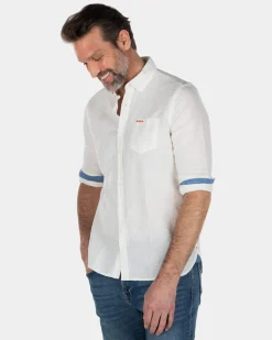 Einfarbiges Leinenhemd - Cream