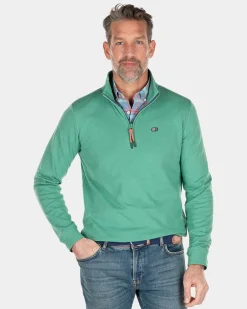 Fleecepullover mit Reißverschluss - Amazon Green