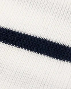 Gestreifter Pullover mit Rundhalsausschnitt ecru schwarz - Dusty Ecru