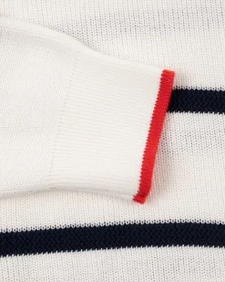 Gestreifter Pullover mit Rundhalsausschnitt ecru schwarz - Dusty Ecru