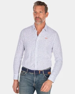 Gestreiftes Leinenhemd - White Multicolour