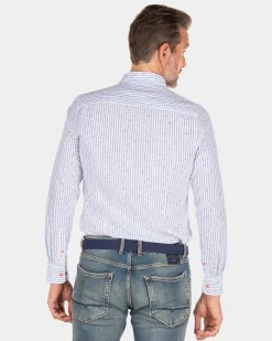 Gestreiftes Leinenhemd - White Multicolour