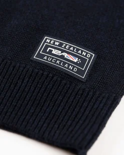 Gestrickte pullover mit halbem Reißverschluss und Akzentfarben - Milky Ecru