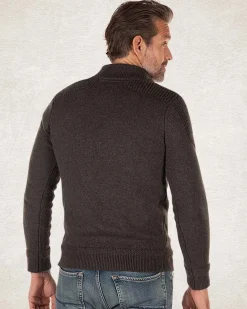 Gestrickte pullover mit halber Knopfleiste - Smoked Green