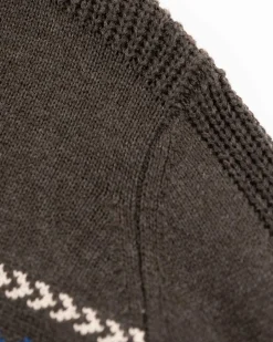 Gestrickte pullover mit halber Knopfleiste - Smoked Green