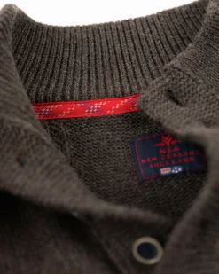 Gestrickte pullover mit halber Knopfleiste - Smoked Green