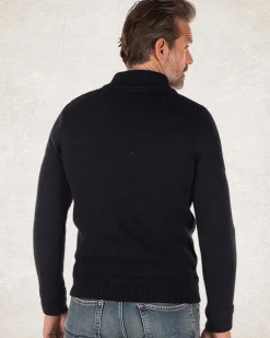 Gestrickte pullover mit halber Knopfleiste - Pitch Navy