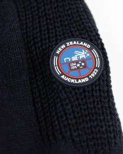 Gestrickte pullover mit halber Knopfleiste - Pitch Navy