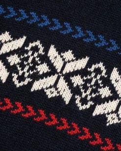 Gestrickte pullover mit halber Knopfleiste - Pitch Navy