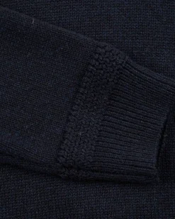 Gestrickte pullover mit halber Knopfleiste - Pitch Navy