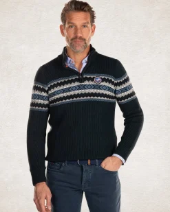 Gestrickter Pullover mit halbem Reißverschluss - Crushing Green