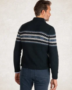 Gestrickter Pullover mit halbem Reißverschluss - Crushing Green