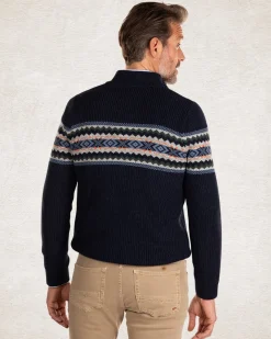 Gestrickter Pullover mit halbem Reißverschluss - Pitch Navy