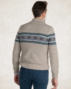 Gestrickter Pullover mit halbem Reißverschluss - Sahara Sand