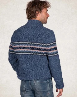 Gestrickter Pullover mit halbem Reißverschluss - Cloudy Blue