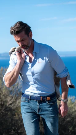 Gestricktes Baumwollhemd - Rhythm Blue