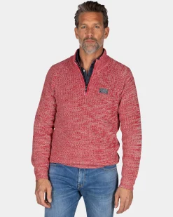 Grauer Baumwollpullover mit halbem Reißverschluss - Reef Red