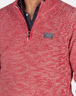 Grauer Baumwollpullover mit halbem Reißverschluss - Reef Red