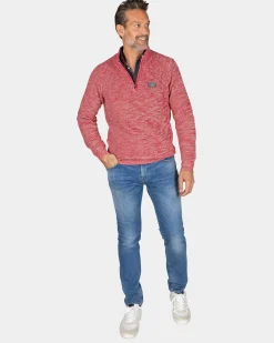 Grauer Baumwollpullover mit halbem Reißverschluss - Reef Red