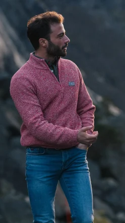 Grauer Baumwollpullover mit halbem Reißverschluss - Reef Red