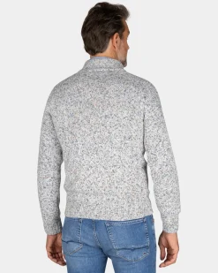 Grauer Strickpullover mit halbem Reißverschluss - Powder Sand
