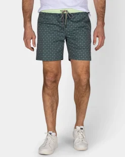 Grüne Badehose mit Print und hellgelben Details