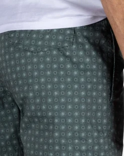 Grüne Badehose mit Print und hellgelben Details