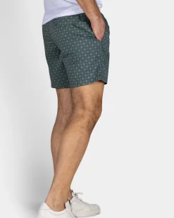 Grüne Badehose mit Print und hellgelben Details