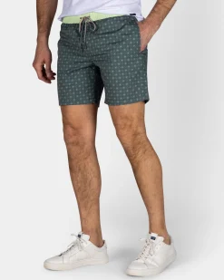 Grüne Badehose mit Print und hellgelben Details