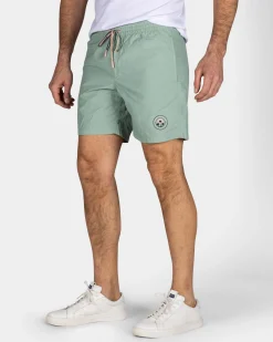 Grüne einfarbige Badehose mit Lycra-Innenhose