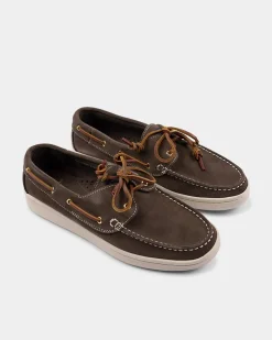 Grüne Leder-Bootsschuhe