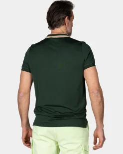 Grüne Polo mit gestreiftem Kragen