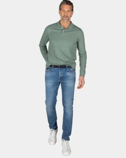 Grüner Baumwoll-Langarmpullover