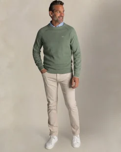 Grüner Baumwollpullover mit Rundhalsausschnitt