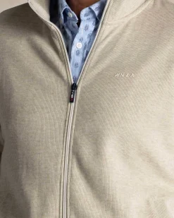 Grüner Baumwollpullover mit Reißverschluss