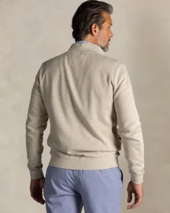 Grüner Baumwollpullover mit Reißverschluss