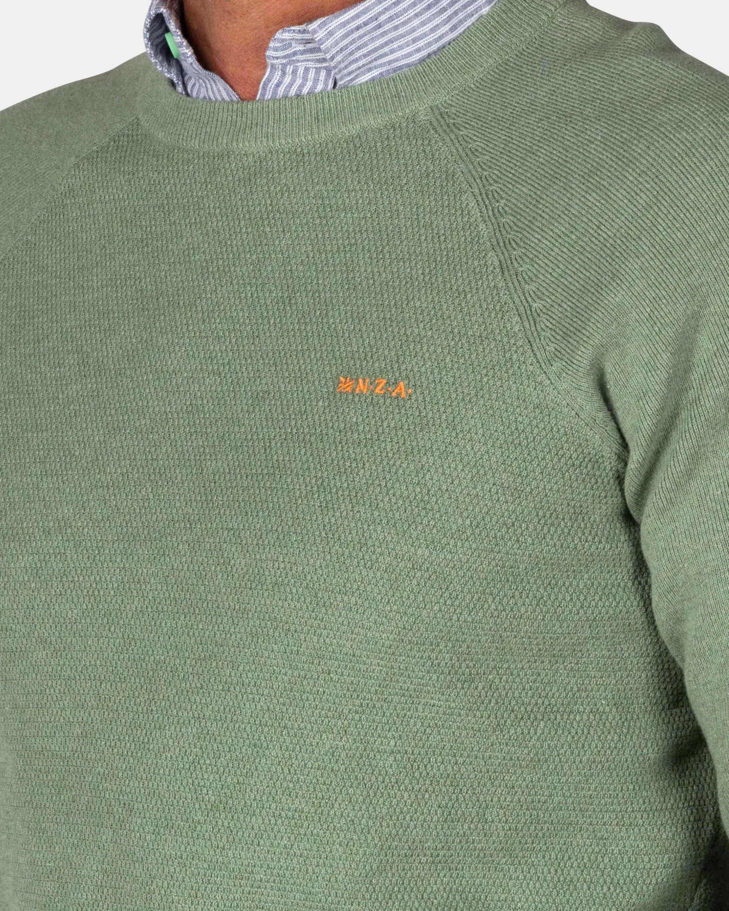 Grüner einfarbiger Pullover mit Rundhalsausschnitt