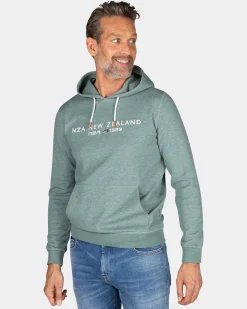 Grüner Hoodie mit Schriftzug auf der Brust - Pebble Green