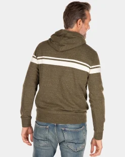 Grüner Kapuzenpullover mit weißem Streifen - Jacket Army